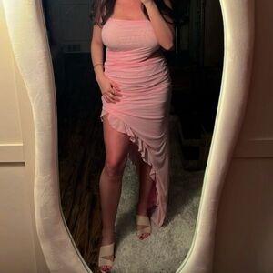 White Fox Boutique Blush Asymmetrical Dress